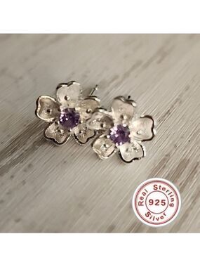 Plum Blossom 925 Flower Earrings